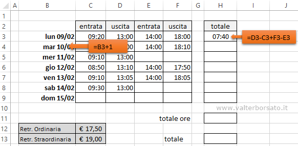 Excel: calcolare le ore di lavoro 