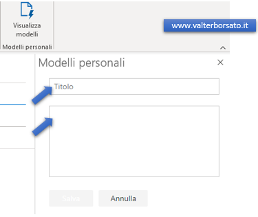 I modelli personali di Outlook: impostazione