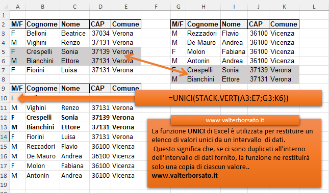 funzione di matrice dinamica STACK.VERT e STACK.ORIZ