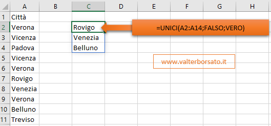 Matrici Dinamiche: La Funzione UNICI di Excel - Applicare la Funzione UNICI