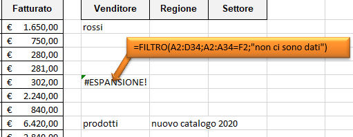 il codice errore #ESPANSIONE!