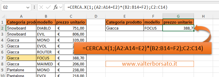 CERCA.X : Inserire più criteri di ricerca nella Funzione