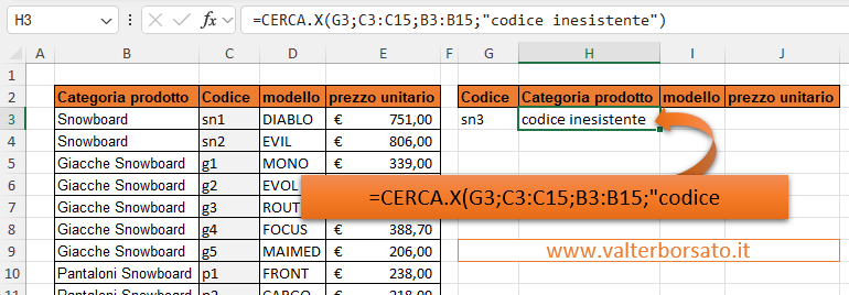 CERCA.X : Gestire il codice di errore #N/D 