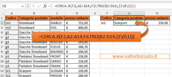 CERCA.X :  per restituire più colonne o righe (adiacenti o meno)