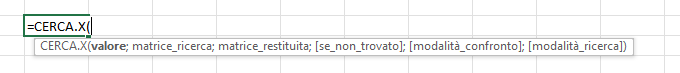 CERCA.X : sintassi della Funzione