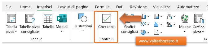 Applicare le Checkbox nei fogli Excel