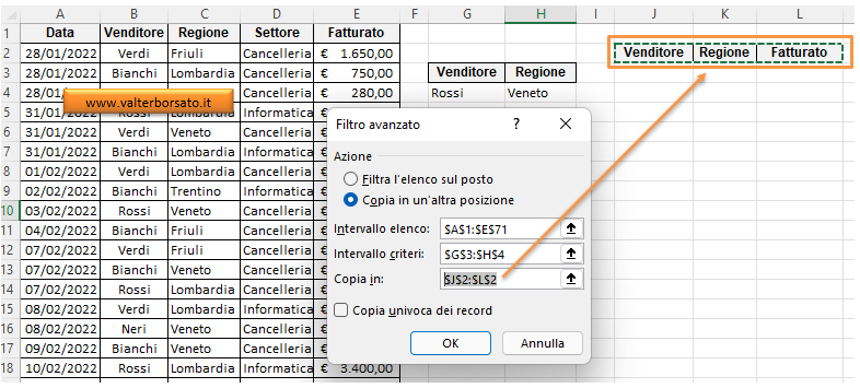Filtri avanzati di Excel: come estrarre solo specifiche colonne 