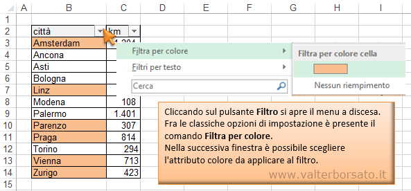 Filtri personalizzati di Excel | Filtrare i dati in funzione del colore della cella
