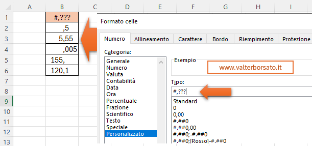 FORMATO NUMERICO PERSONALIZZATO: Codici segnaposto per numeri e testi