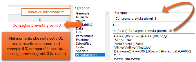 FORMATO NUMERICO PERSONALIZZATO: Inserire un testo da affiancare alle informazioni numeriche