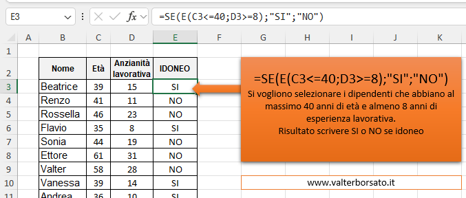 Funzione SE: Introduzione all'applicazione dei connettivi logici E O NON XOR