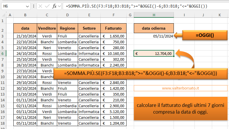 Applicare la Funzione SOMMA.PIÙ.SE con le date 