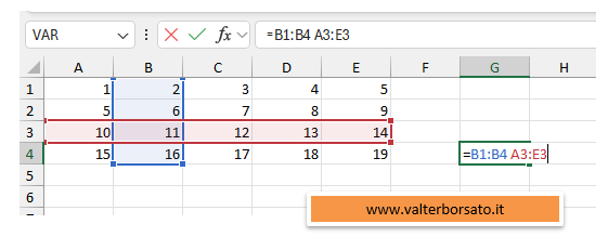 Excel: Operatore di intersezione (spazio vuoto) 