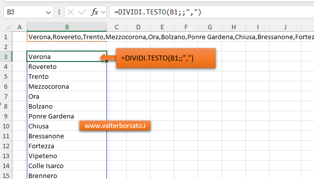 Applicare DIVIDI.TESTO per separare stringhe di testo provenienti da file CSV