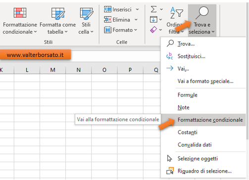Individuare dove sono presenti formattazioni condizionali sul Foglio Excel  