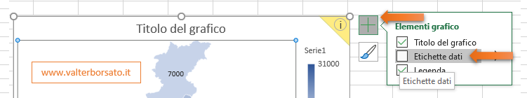 Creare in Excel un grafico con le mappe di Bing: inserire le etichette dati