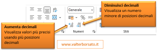 Excel: Arrotondare per eccesso o difetto con i pulsanti Aumenta decimali Diminuisci decimali