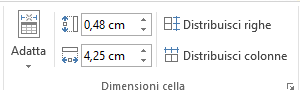 Word | Dimensione celle tabella